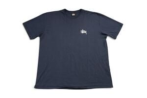 Stussy Shirt Mens XL Blue Double Sided Stussy Logo Back Graphic Tee Streetwear